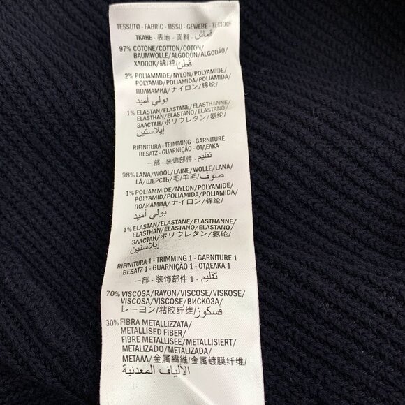 DW0178 Gucci Navy Wool Cardigan With Ivory Trim Red "Loved" Back Detail - Picture 8 of 8